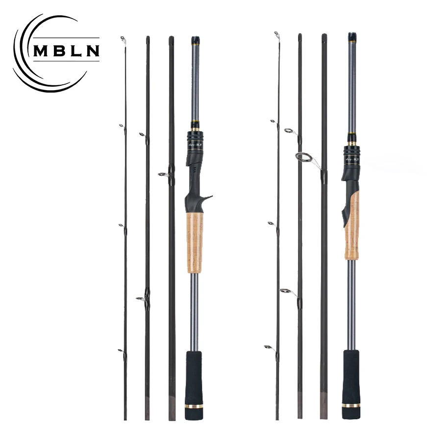 MBLN Carbon-Angelrute, leichte Spinnrute 1,8m/2,1m, für Spinn- und Wurfangeln, tragbar, reisefreundlich, 4/5-teilig
