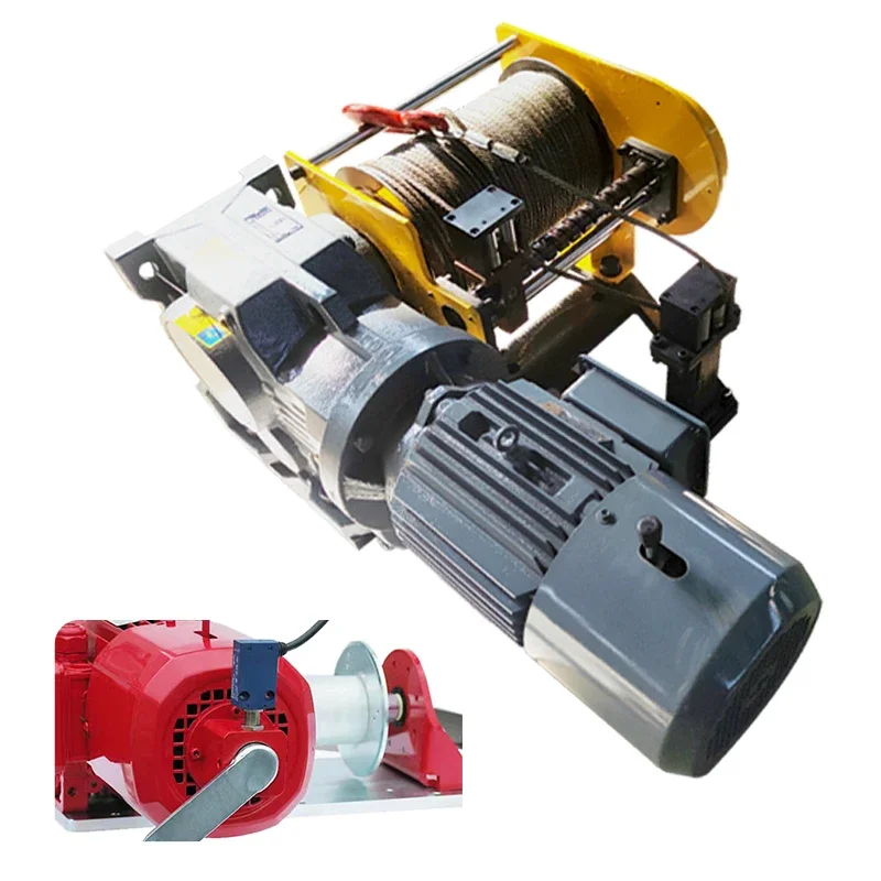 Electric winches with manual crank, 70 m wire rope winches, cable machinery winches can be customised