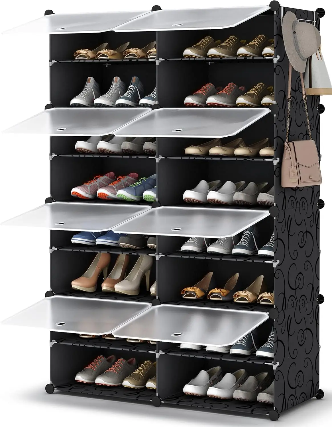 

8 Tier Shoe Storage Cabinet, 32 Pair Plastic Shoe Rack Organizer for Closet Hallway Bedroom Entryway