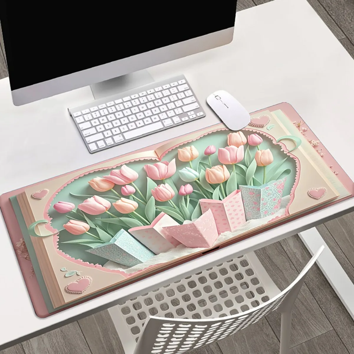 

The extra-large XXL mouse pad with anti-slip rubber base and floral windmill design is suitable for both home and office use