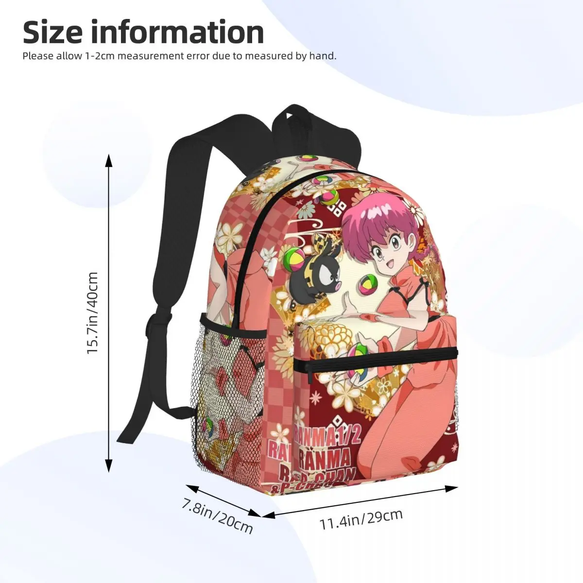 Ranma 1/2 Saotome Pig Girls حقيبة ظهر مدرسية للمشي لمسافات طويلة والسفر Daypack للبنين بنات موضة حقيبة الكتب حقائب الكتف