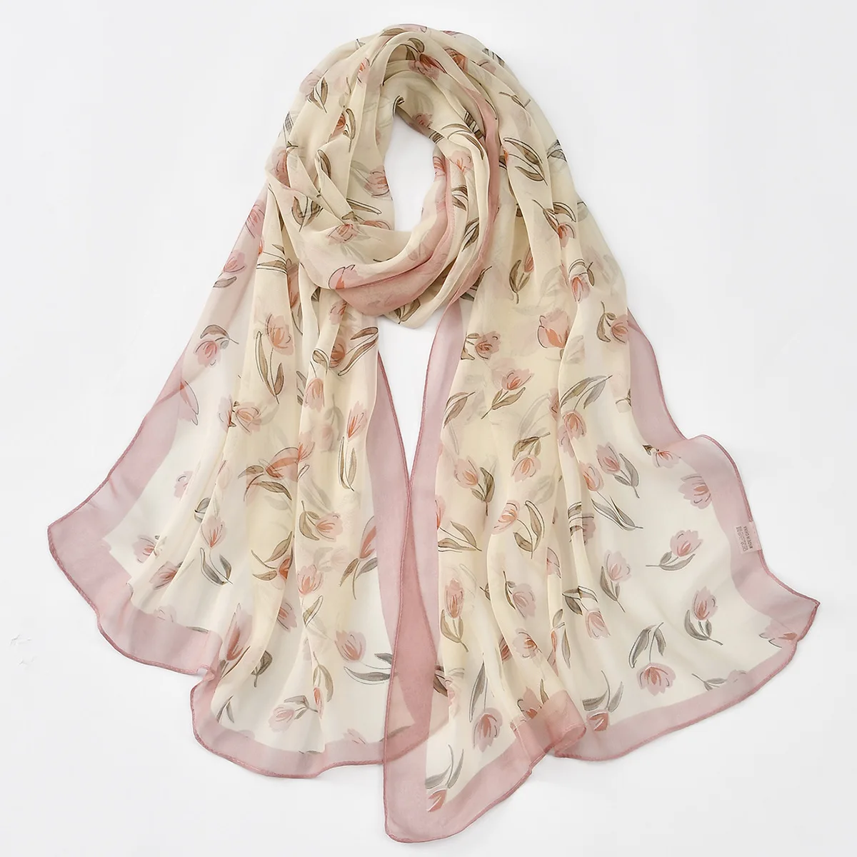 

Hot selling department store fashion popular chiffon floral print silk scarf foreign trade popular Malaysian hijab women