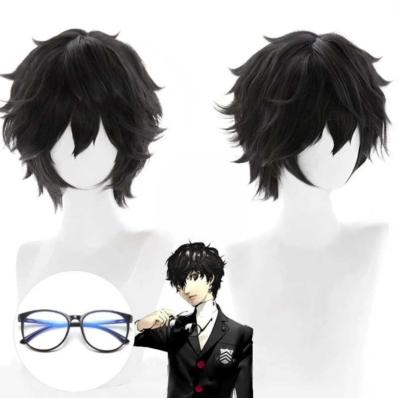 jogo-p5-amamiya-ren-cosplay-perucas-preto-curto-kurusu-akira-peruca-cosplay-resistente-ao-calor-cabelo-sintetico-unisex-anime-perucas
