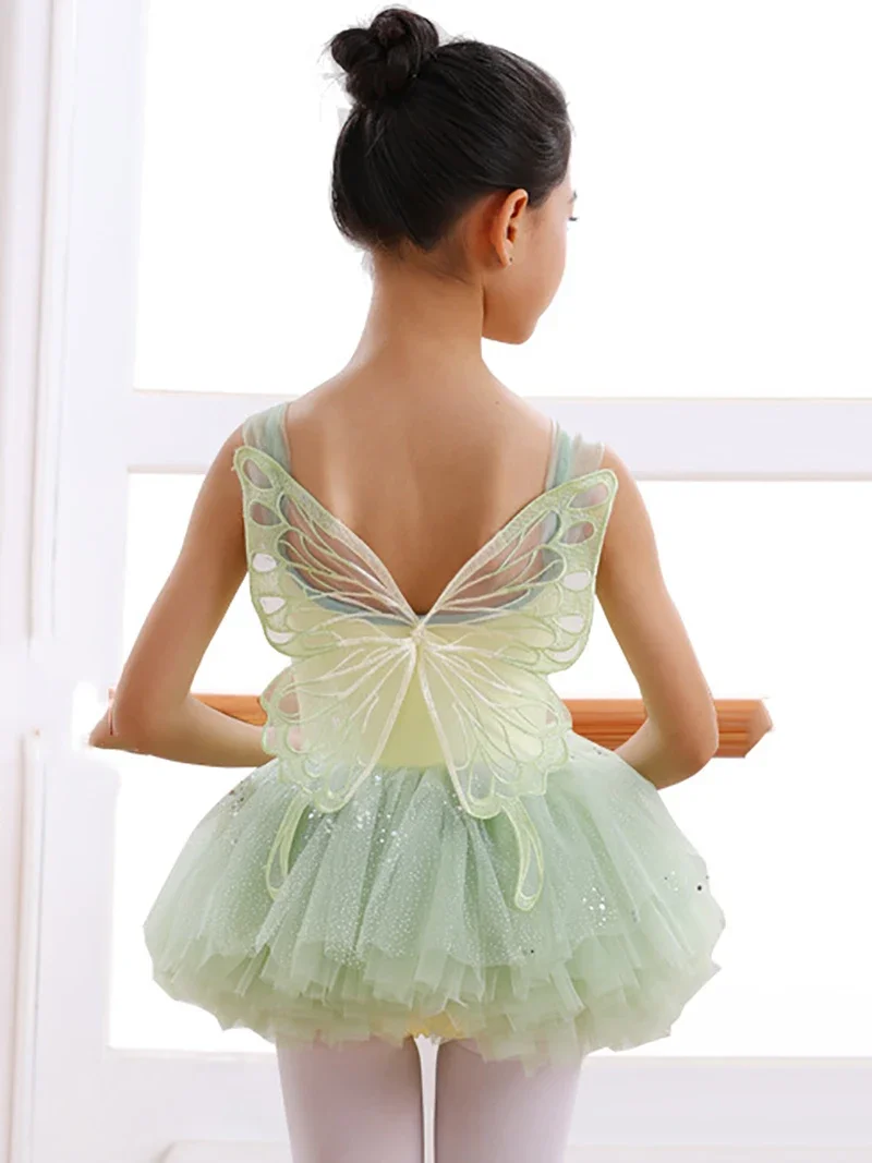 Children Dance Clothes Camisole Practice Ballet Body Dancewear Butterfly Stage Performance Skirt Gymnastics Leotard Costumes