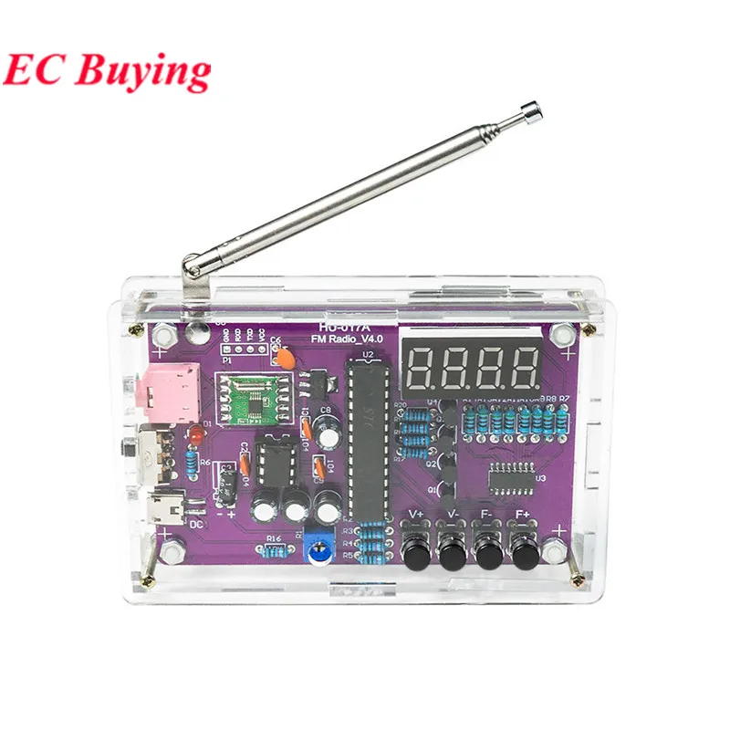 DIY FM Radio Electronic Kit Adjustable Frequency PCB Soldering Project Practice Solder Assembly RDA5807S 87-108MHz Double Power