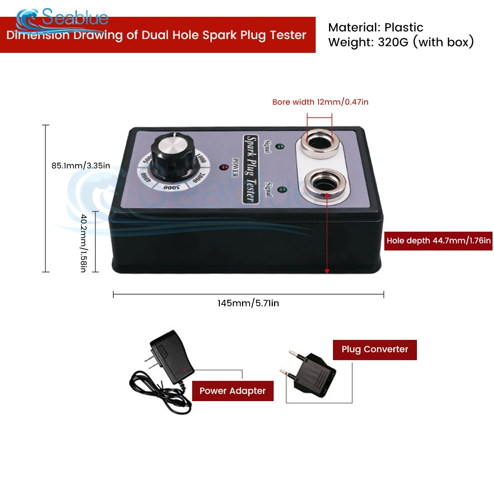 Adjustable Dual Hole Sparking Plug Tester Spark Tester Diagnostic Tool for Car Motorcycle Ignition Coil Checker Spark Detector