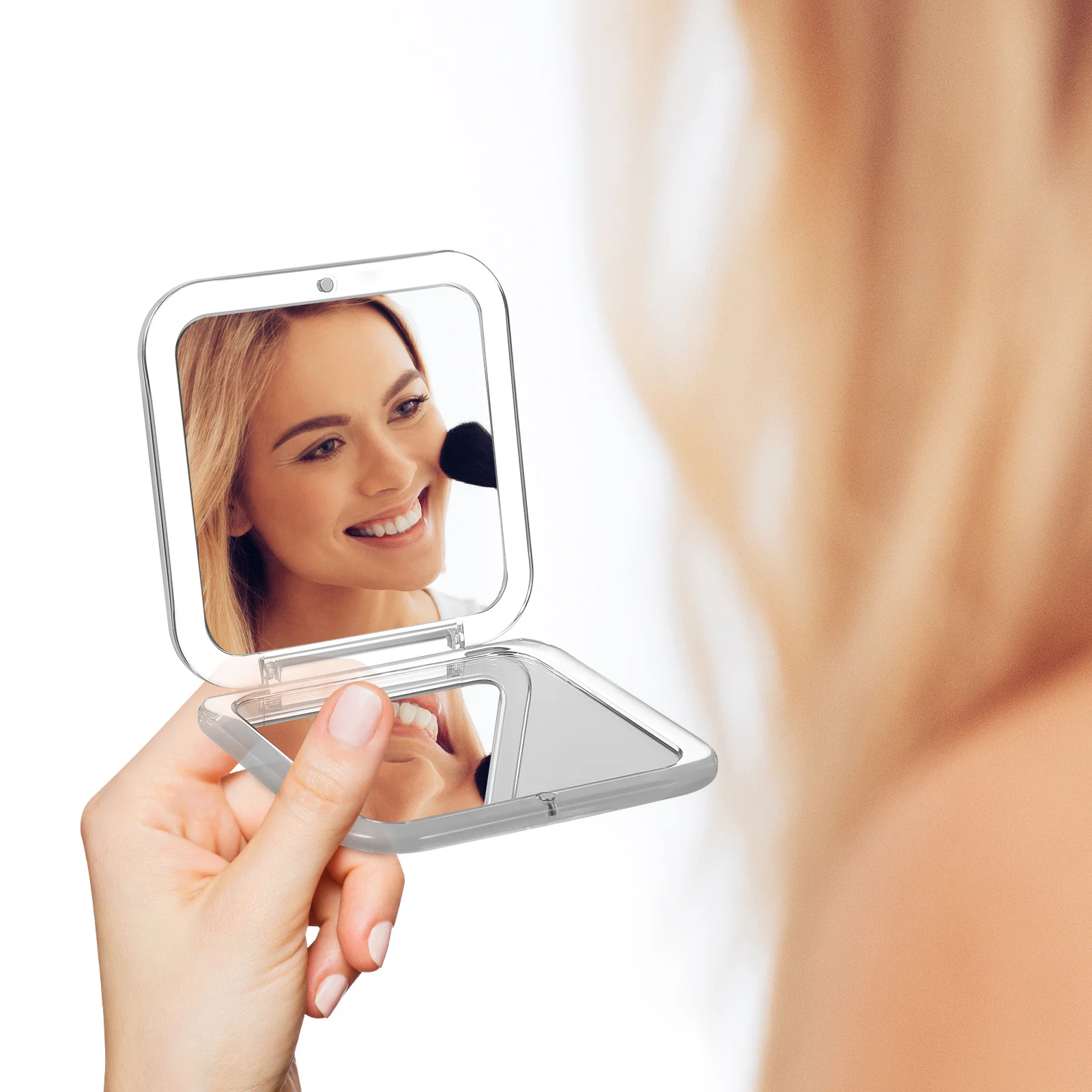 Compact Square Pocket Mirror Small Travel Makeup Mirror 15x Magnification Foldable Design Sleek Stylish Portable Handheld