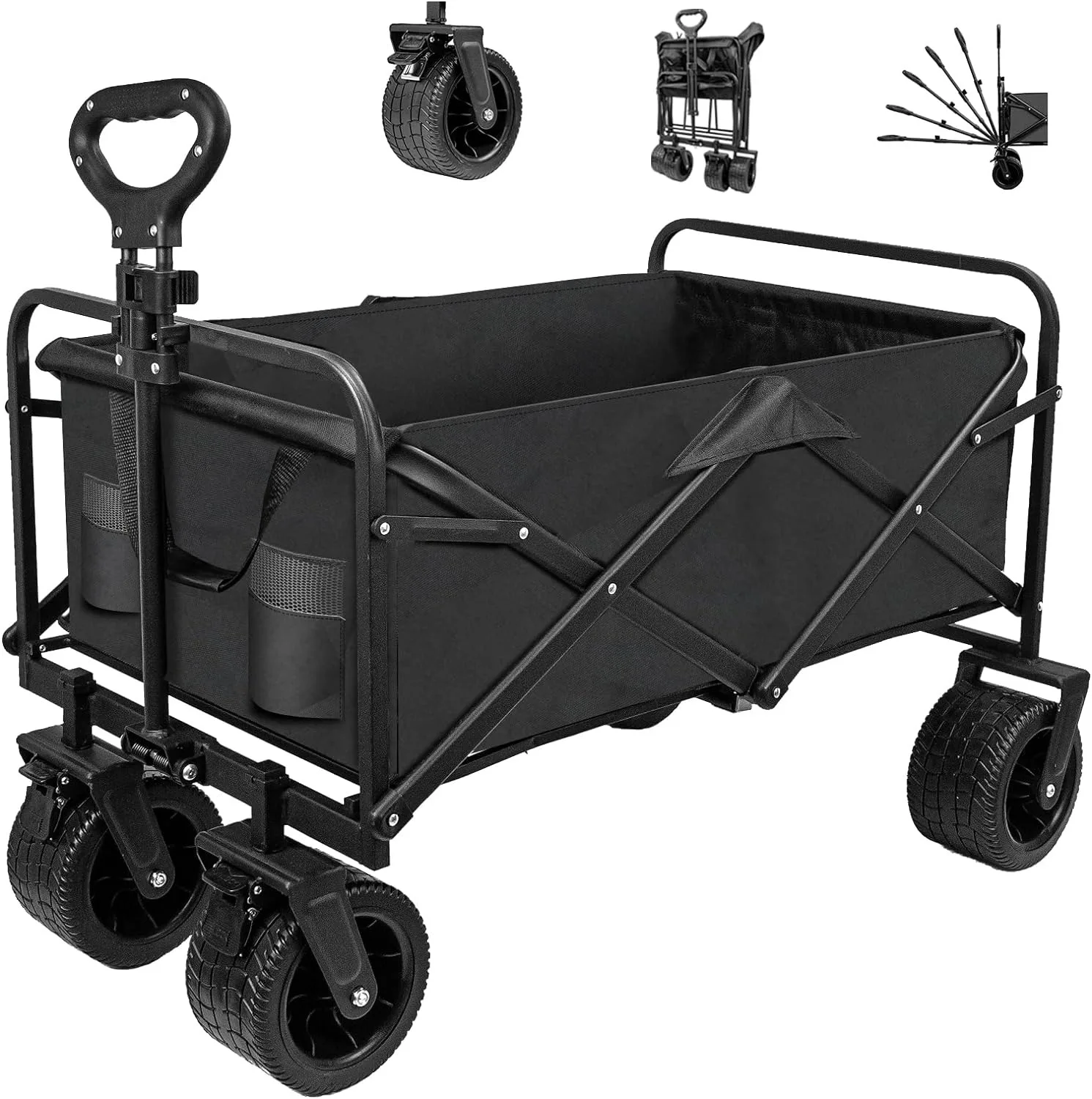 

Outdoor Picnic Beach Camping Wagon Camping Cart Trolley Garden Trail Foldable Collapsible Folding Utility Wagon Troller