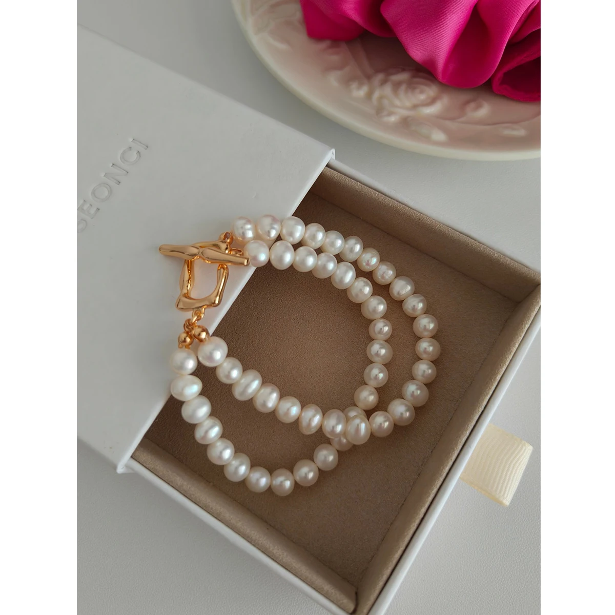 Full Body S925 Sterling Silver | Natural Freshwater Pearl Bracelet | Chain Length Approximately 17-18cm 100615