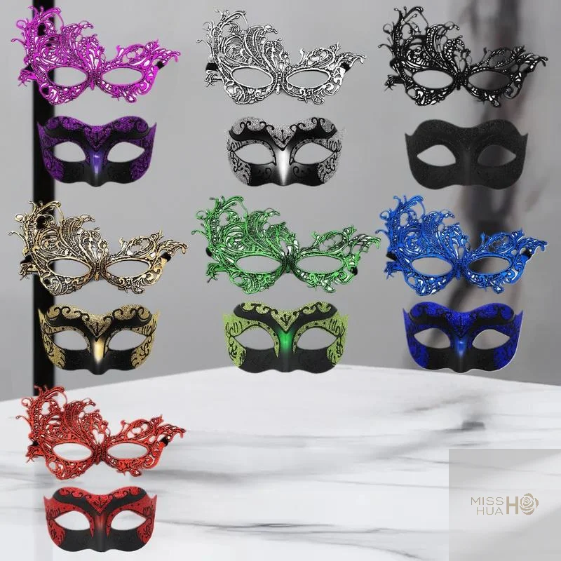2個セット、コスチュームパーティー用のカップルのエレガントな - Black Face Mask Pack のレビューと価格