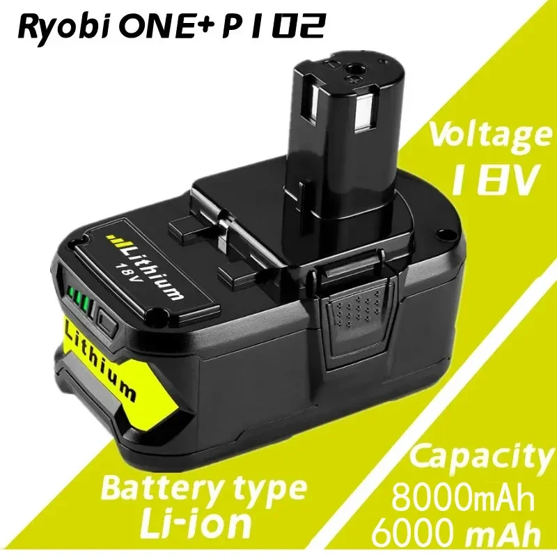 1-2Pack Battery for Ryobi 18V 6800mAh High Capacity Lithium Battery for Ryobi ONE+ P102 P103 P104 P105 P107 Cordless Power Tools