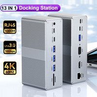 13 in 1 Hub Type-C Docking Station 4K@60Hz HDMI DisplayPort USB A RJ45 SD TF Audio 3.5mm Port Adapter for Macbook Pro Laptop PC