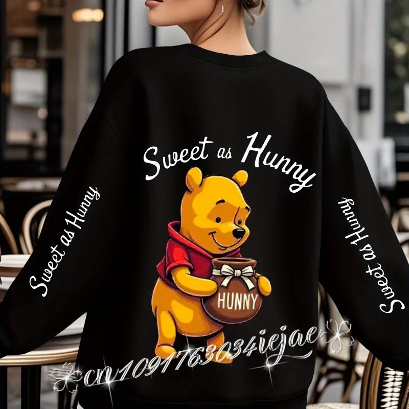 بلوفر ديزني ويني ذا بوه لعيد الميلاد بأكمام طويلة موضة كبيرة الحجم للجنسين برقبة دائرية للخريف والشتاء من الصوف كاجوال #2