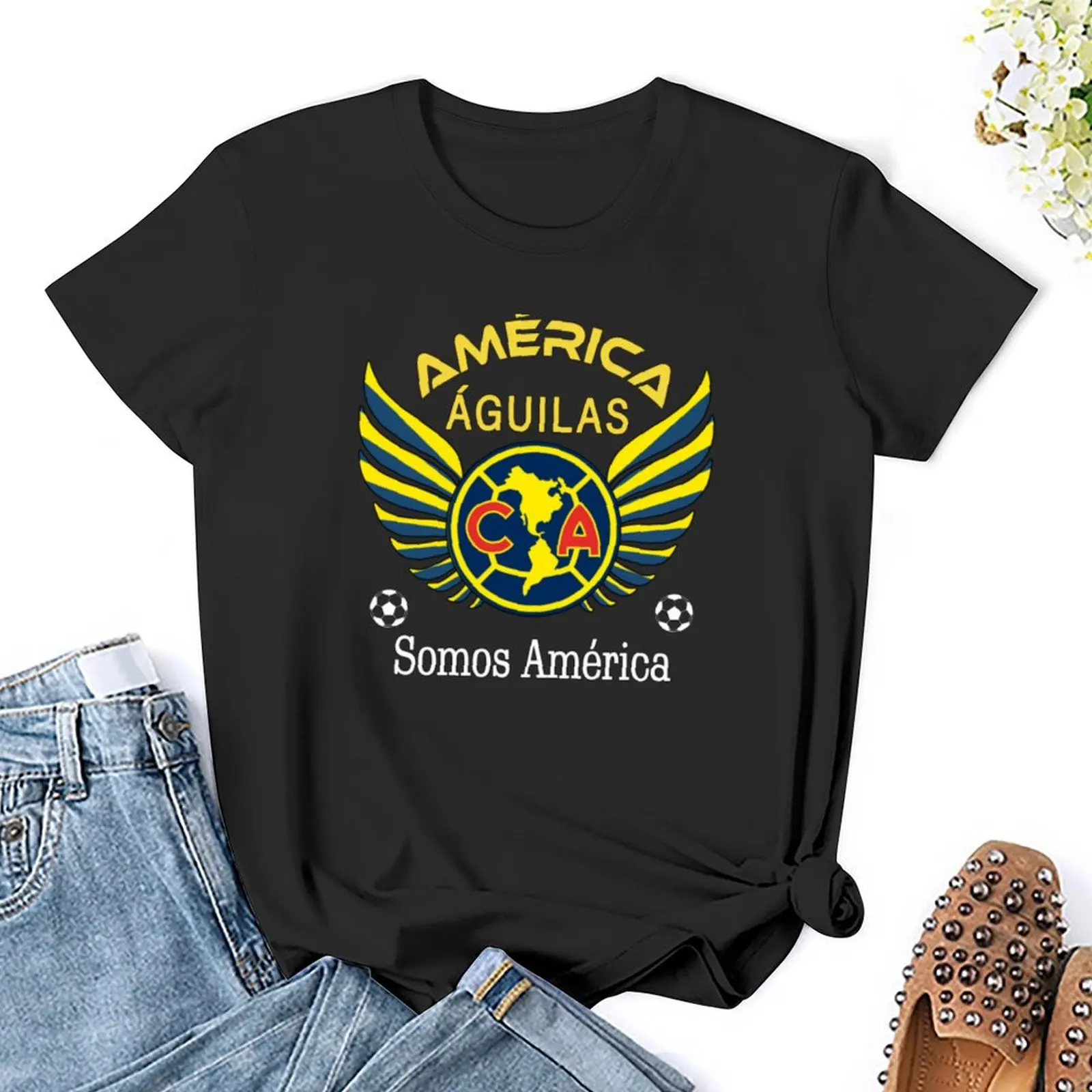 Aguilas del America Somos America Club America Futbol Mexicano Liga MX T-Shirt koszulki dla kobiet luźny krój