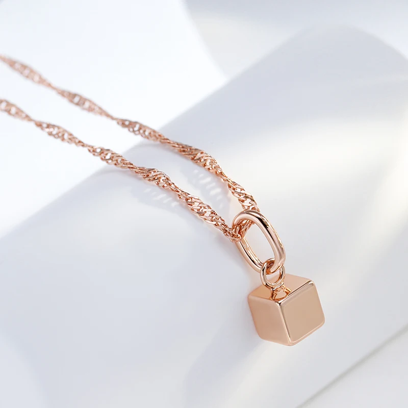 JULYDREAM Glossy Square Pendant Fashion Oval Buckle 585 Gold Color Women Necklace Long Chain Accessories Girls Geometric Jewelry