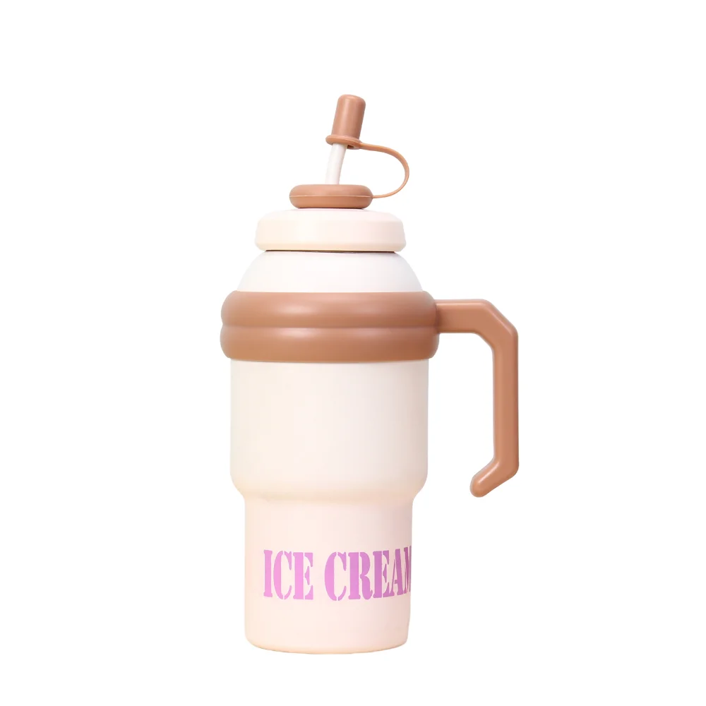 

1000ml Thermal Water Bottle Creative Large Capacity Outdoor Insulated Mug Leak Proof Cute Drinking Straw Cup