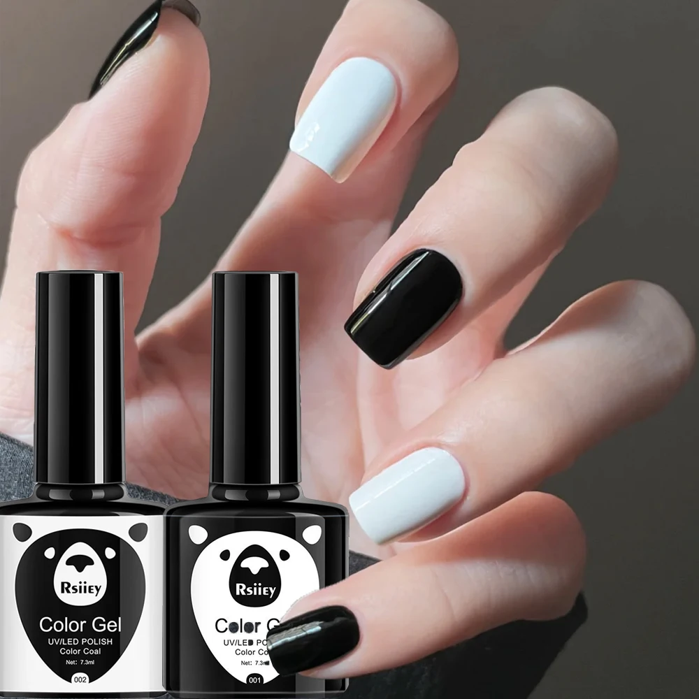 7.3ml Professional Black White Nail Gel Polish Semi Permanent Solid Color Gel Black&White Base Top Coat  Soak Off Nail UV Gel