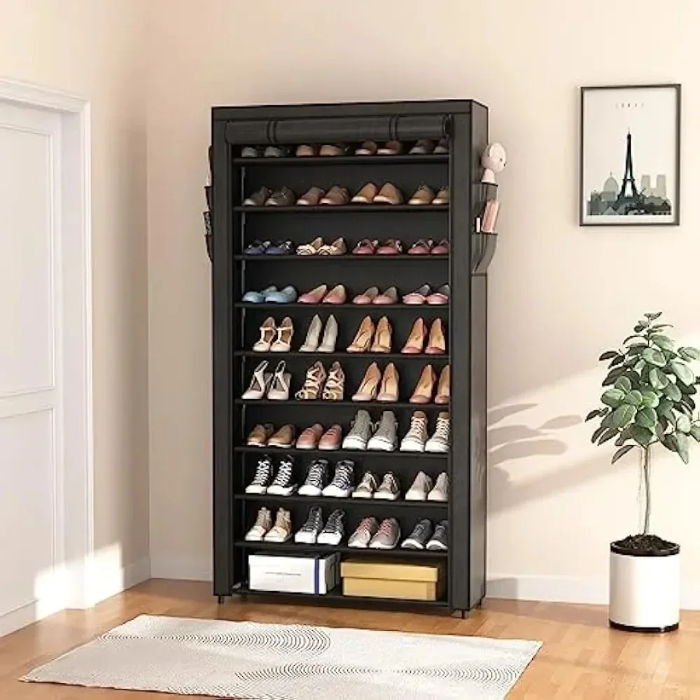 Shoe Rack ,Large Capacity  Tall Shoe Shelf Storage to 50Pairs Shoes Sturdy Metal Free Standing Organizer for Closet Entryway,