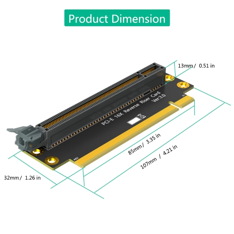 بطاقة تمديد عكسية فعالة PCIE 16X 1U/2U بزاوية 90 درجة تعزز اتجاه تركيب مكون الكمبيوتر نحو وحدة المعالجة المركزية