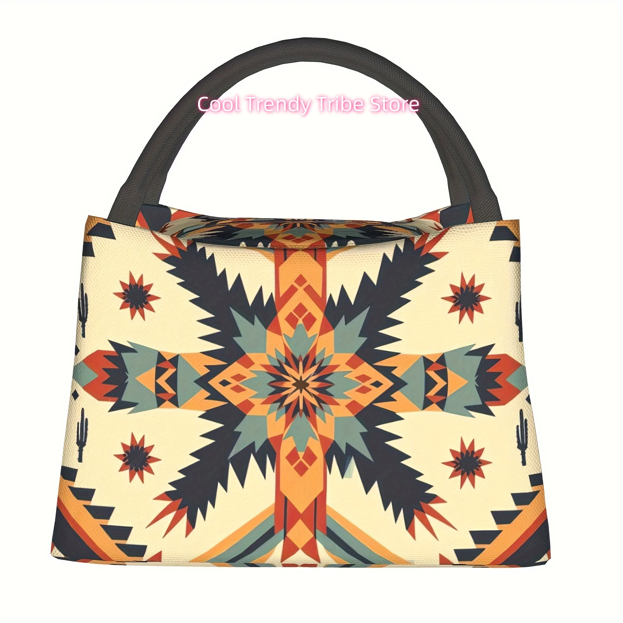[Portable Insulated Bag] 1pc Portable and Reusable Insulated Bag | Bohemian Patterned, 11x6.5x7 inches,   for Camping, P