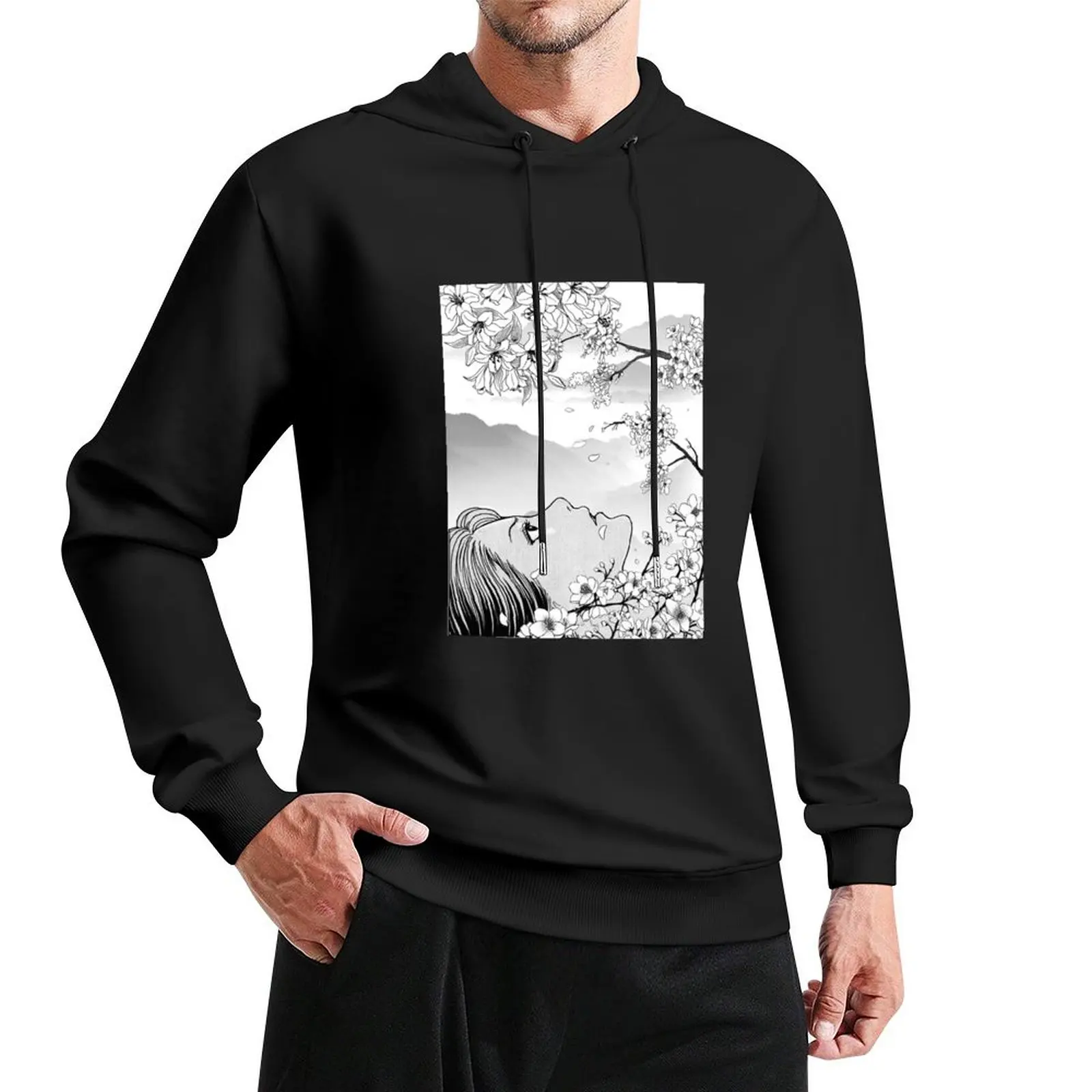 

Black sakura flower Pullover Hoodie streetwear men men wear men's autumn clothes men's clothes hoodie