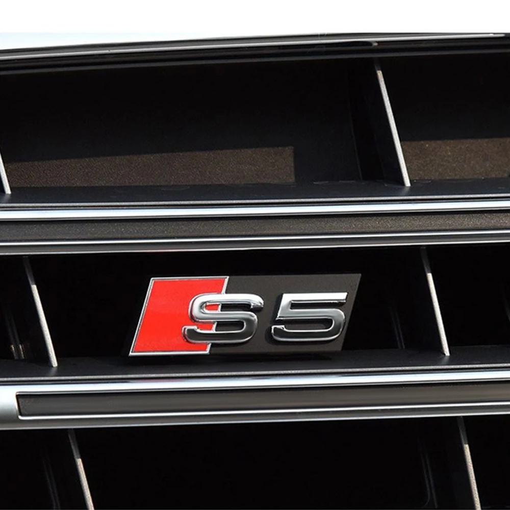 3D ABS Chrome Black Badge Car Styling Hood Front Grille Emblem Decoration Auto Modification Accessories for Audi S3 S4 S5 S6 S7