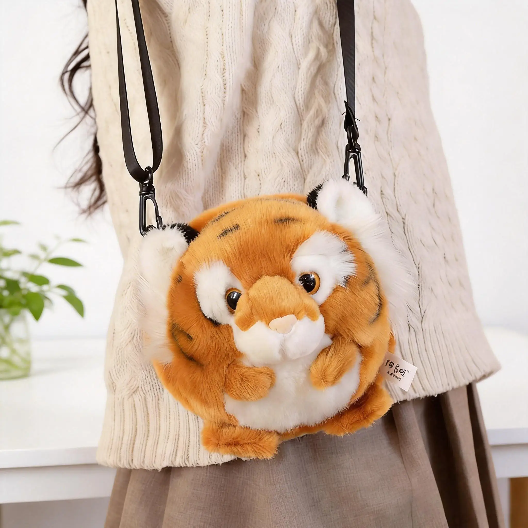 

18cm Kawaii Simulation Tiger Stuffed Plush Toy Soft Animal Doll Single Shoulder Bag Backpack Lovely Birthday Gift Boys Girl Kids