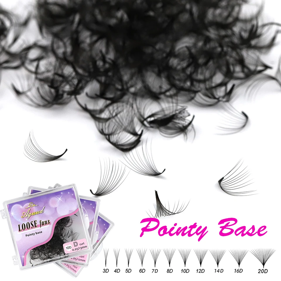 

AGUUD Loose Fans Lashes 5D 6D 10D 30D 40D Promade Fans Eyelash Extension Sharp Stem Thin Pointy Base Russian Volume Makeup Cilio
