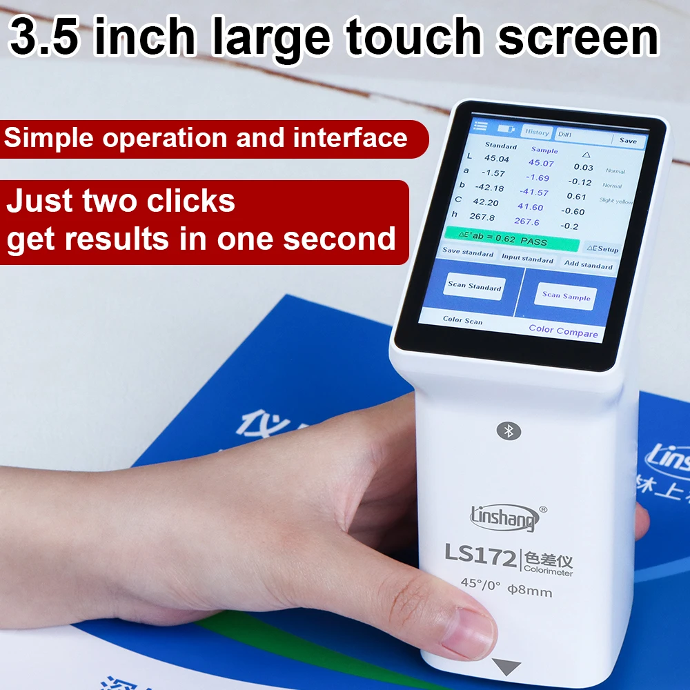 LS172 Colorimeter Portable Digital Colormeter CIE Lab CMYK Colorimeter Pantone Ral Ncs Color Matching Device 45/0 for Print