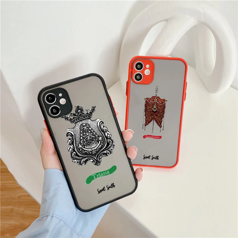 Matte Phone Case for iphone 14 15 Pro XS Max 13 8 7 Plus 12 11 XR X SE Christ Badge Church Flag Art Translucent Case Funda Shell