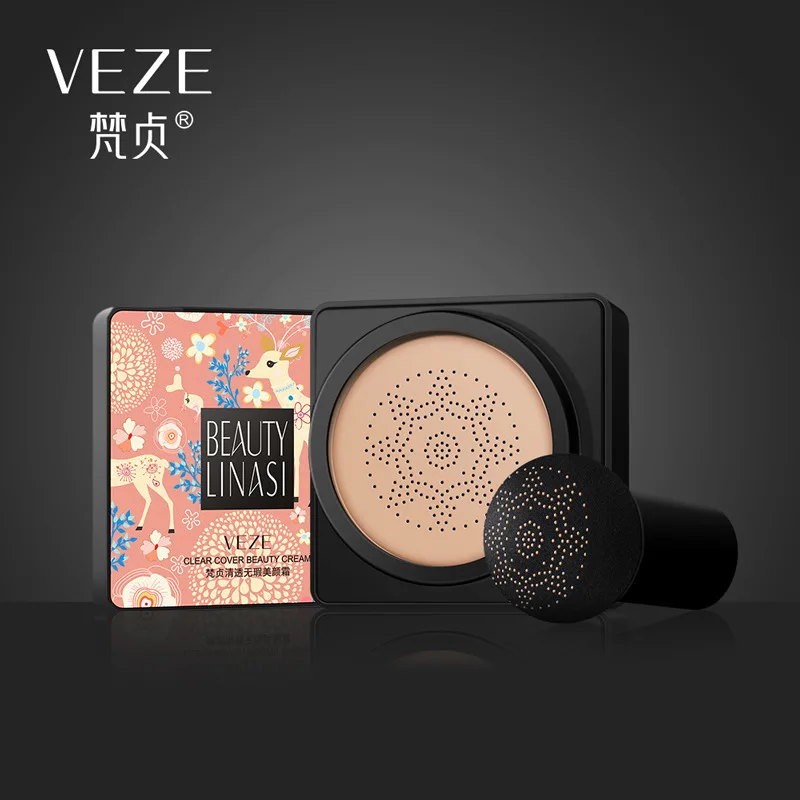 

VENZEN BB Air Cushion CC Cream Foundation Concealer Mushroom Head Whitening Waterproof Brighten Face Base Tone Korean Makeup