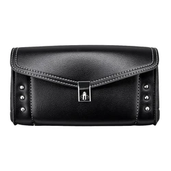 Motorcycle Leather Windshield Bag Windscreen Studded Pouch For Touring Road King Street Glide 1995-2022 Softail Storage Tool Bag