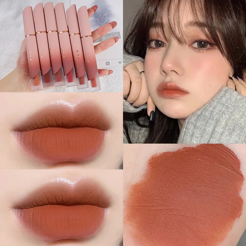 Liquid Matte Lipstick Lip Balm Dual-Use Pink Long-Lasting Not Easy to Stick to Cup 6 Colors Available for Lip And Cheek Makeup