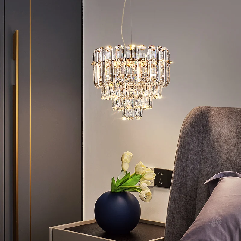 Light Luxury Bedroom Bedside Crystal Pendant Lamp Modern Simple Balcony Aisle Lamp Luxury Bar Small Chandelier Home Lighting
