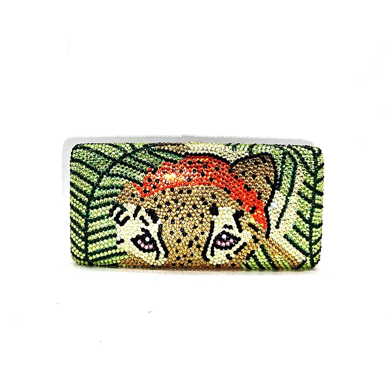 

Ladies luxuries Jungle leopard design Bridal wedding purses women classical evening party crystal clutches