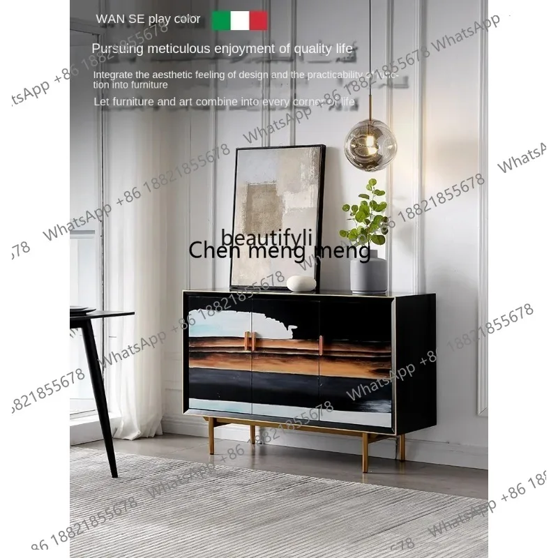 LHY26 ss CXH Entrance Cabinet Affordable Luxury Style Living Room and Hotel Painted Partition Decorative Locker Solid Wood Compl