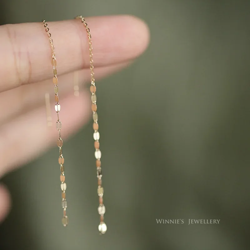 S925 Sterling Silver Lip chain tassel ear line Earrings Long Tassel Chain Drop Earring Women Straight Hanging Earings Jewelry