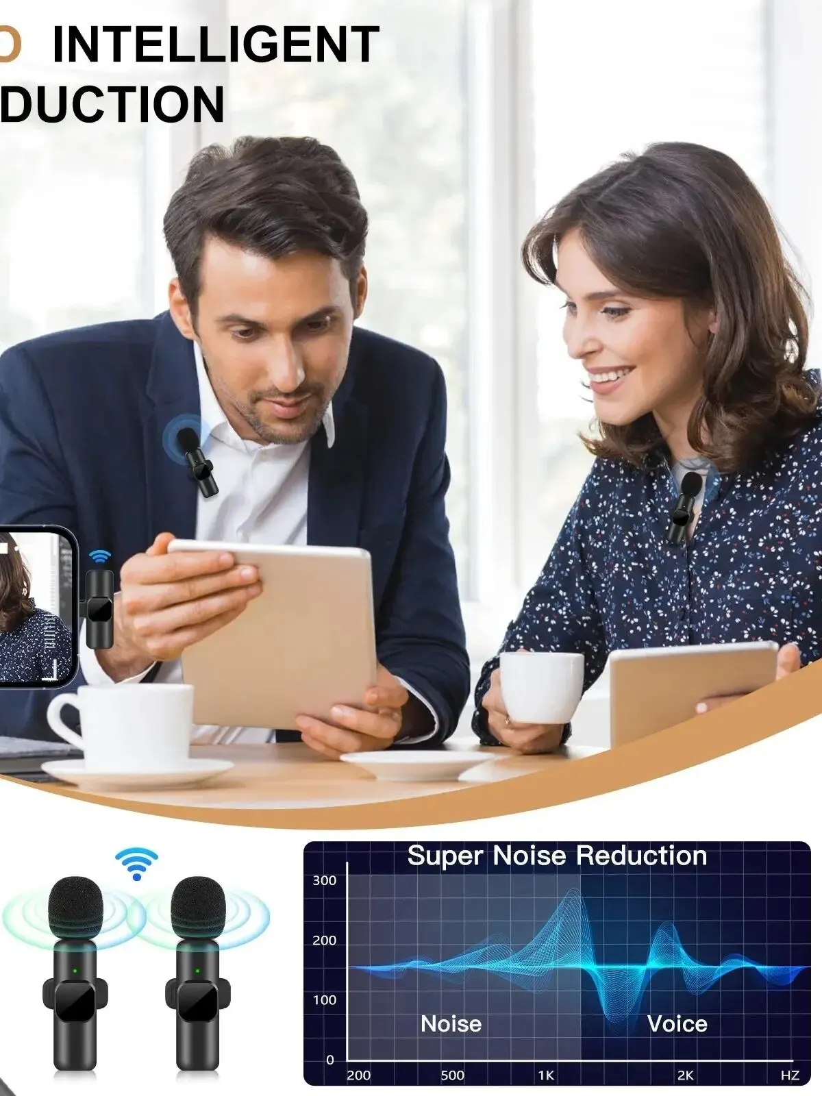 New Wireless Lavalier Microphone Portable Audio Video Recording Mini Mic for iPhone Android Live Broadcast Gaming Phone Mic