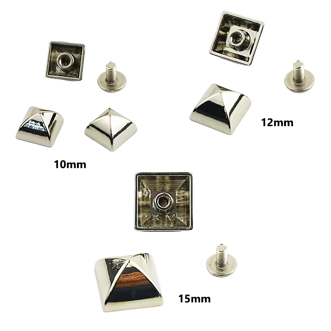 10Sets 10/12mm square pyramid black rivet leather decoration buckle screw foot leather case belt metal arc rivet