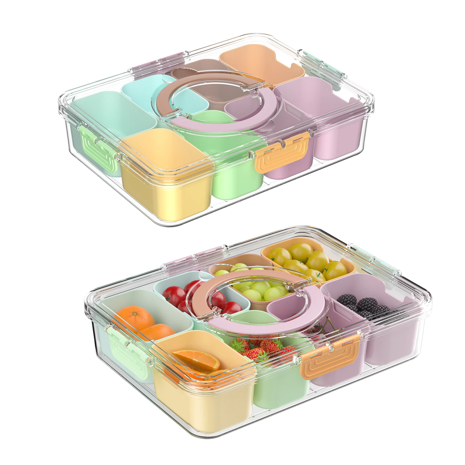 1pcs Sealed Eight Compartment Refrigerator Storage Box, Multi Specification Miscellaneous Grain Seasoning Box, Frozen Drain Pres