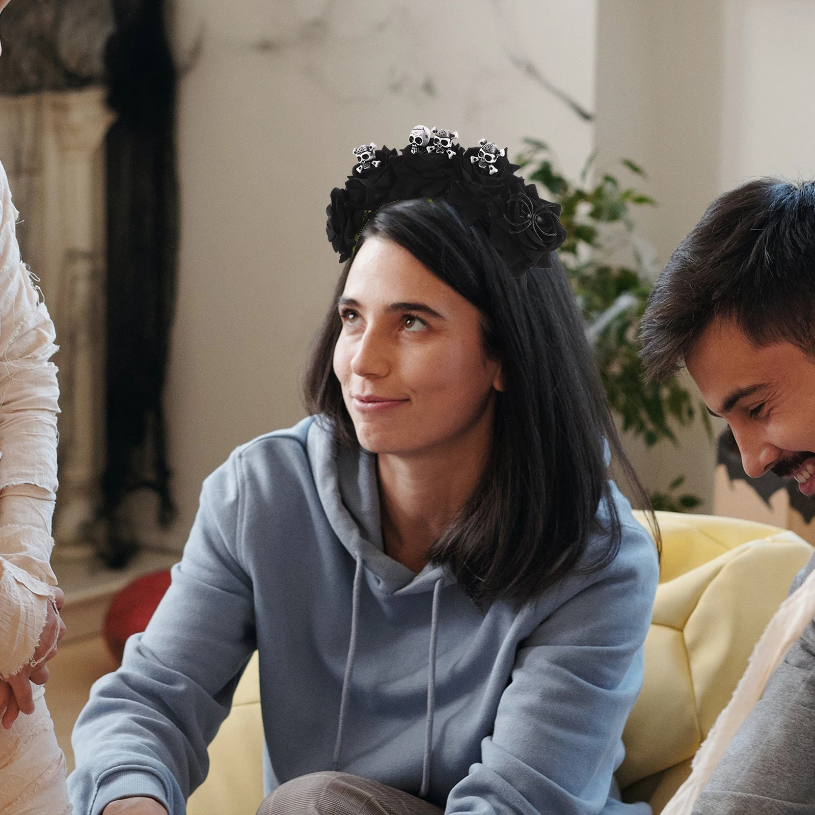 

Повязка на голову с черепом, головной убор для косплея, повязки для волос на Хэллоуин, реквизит, пластиковая мисс