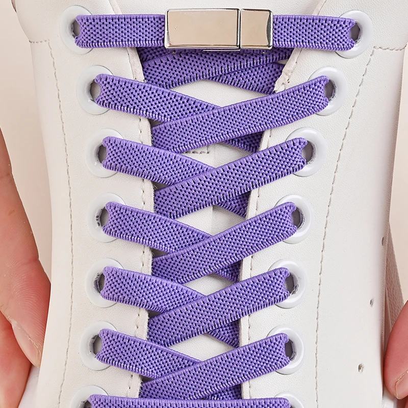 Magnetische Schnalle, keine Krawatte, elastische Schnürsenkel ohne Krawatten, Schnürsenkel, Sneaker, Kinder und Erwachsene, verbreiterte flache Schnürsenkel für Schuhe – Detail 8