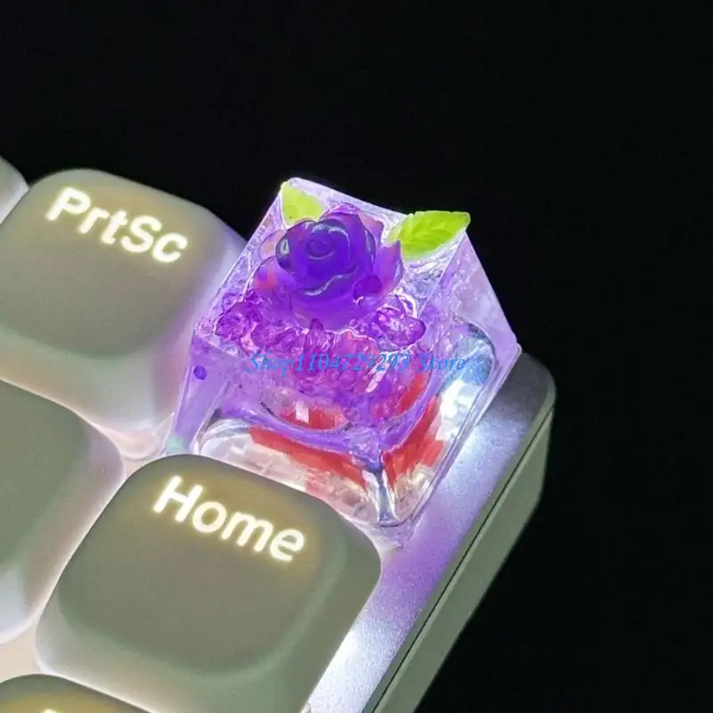 

Y2GD Translucent Camellias Resins Keycap Flower Pattern Mechanical Keyboards Keycap