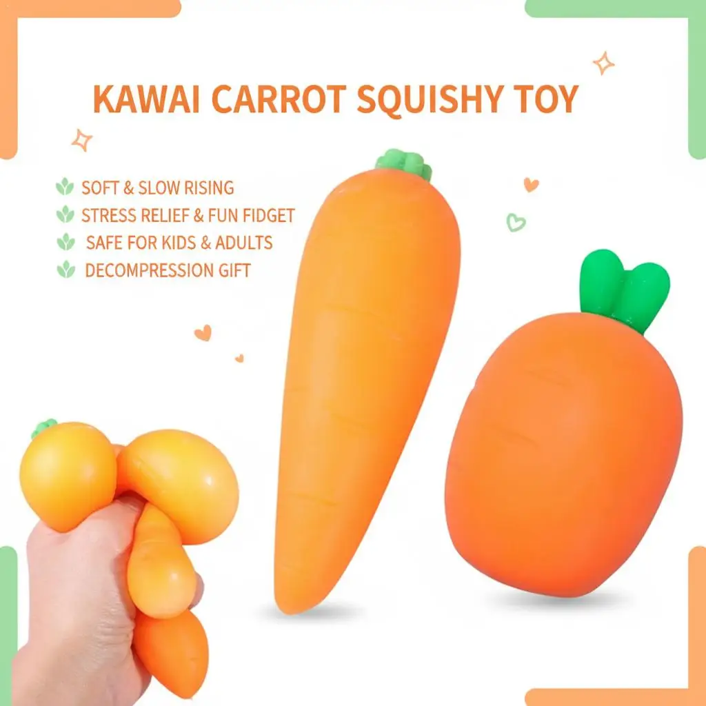 Nuevo Juguete Sensorial Kawaii de Zanahoria de Subida Lenta, Blandito y Simulado, para Aliviar la Tensión y la Descompresión
