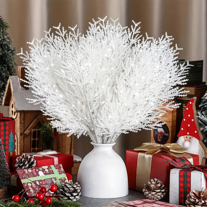 White Pine Needles Artificial Christmas Tree Ornaments DIY Leaf Branches Wreath Home Garden Decoration New Year Party Supply