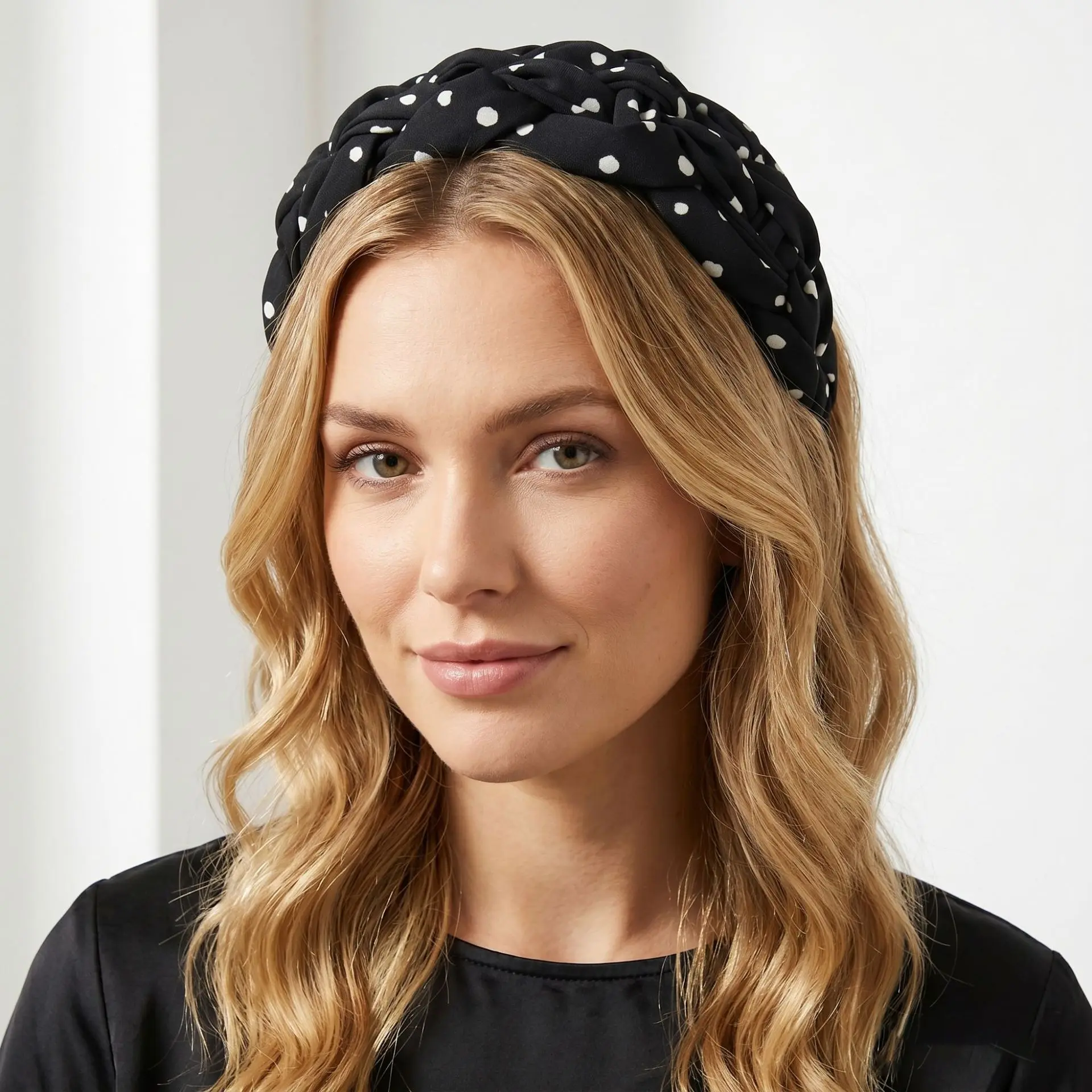 faixa-de-cabelo-trancada-larga-com-estampa-classica-de-poas-estilo-retro-frances-confortavel-para-uso-diario-acessorios-de-cabelo-para-encontros-e-ferias