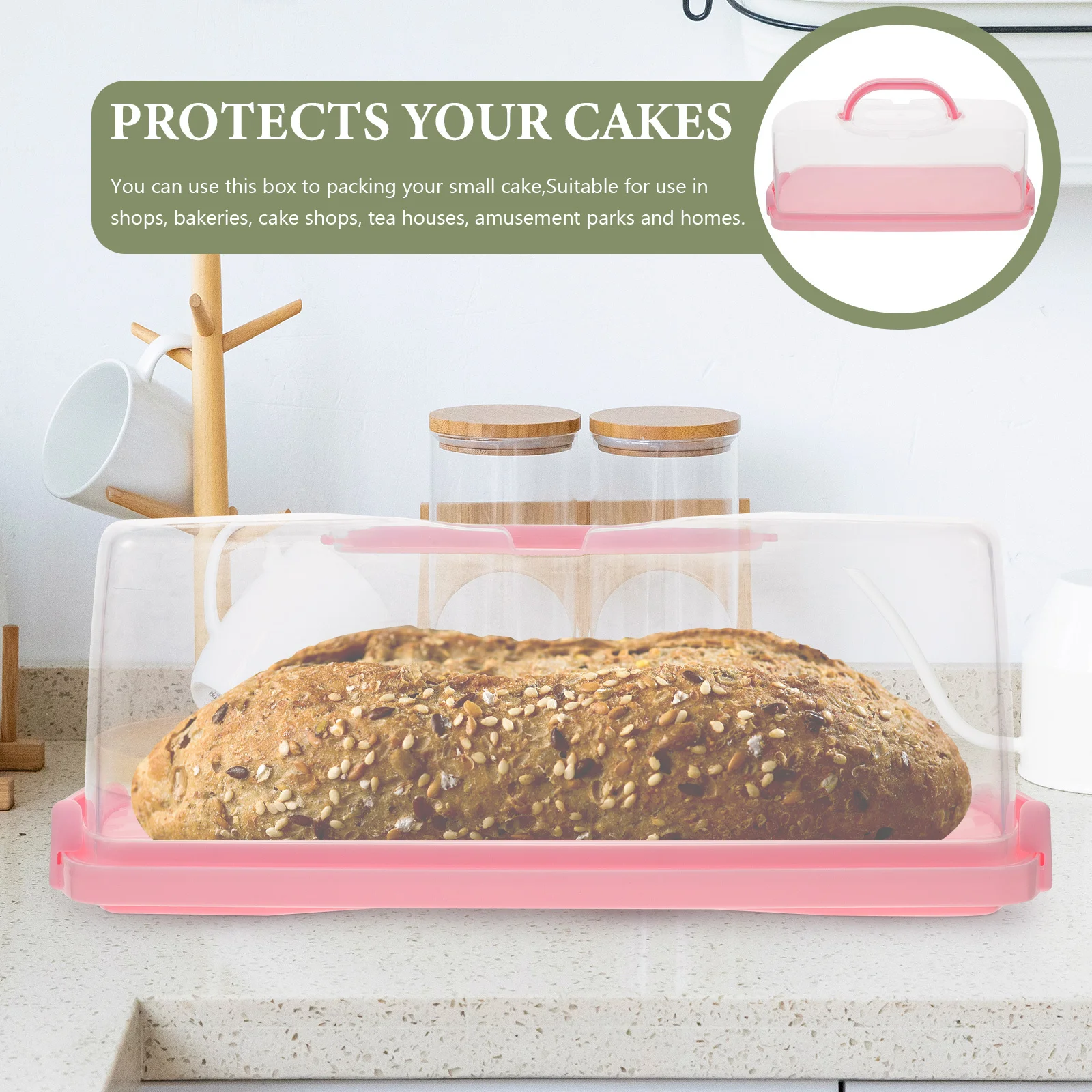 

Reusable Cake Box with Handle Sealed Transparent Container for Safe Transport of Cakes Bread Pastries Ideal for Events and