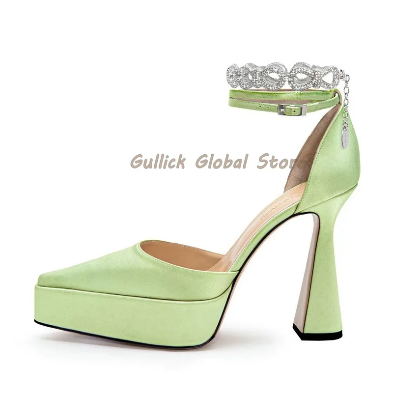 

Sweet Women Shoes Pointed and Wrapped Toe Rhinestone Sandals Ankle Buckle Cover Heel Summer Dress Women High Heel Shoes Cosy