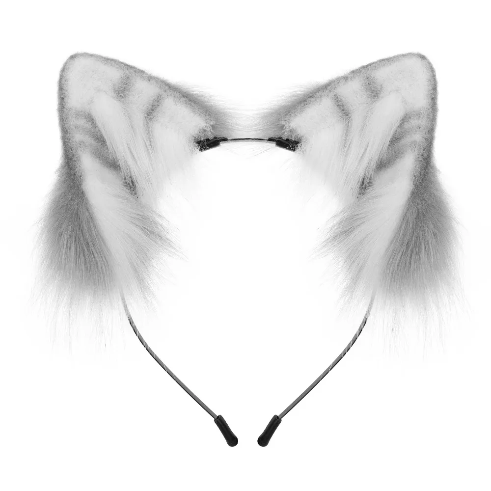 Animal Fox Cat Dog Ears Headband Handmade Faux fur Headwear Parties Cosplay Headpiece 6