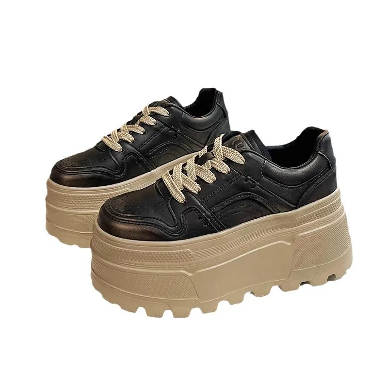 Damskie sneakersy podwyższające, białe buty na platformie dla kobiet, nowe buty codzienne z miękką podeszwą, buty typu board shoe, zapatos de mujer 2025